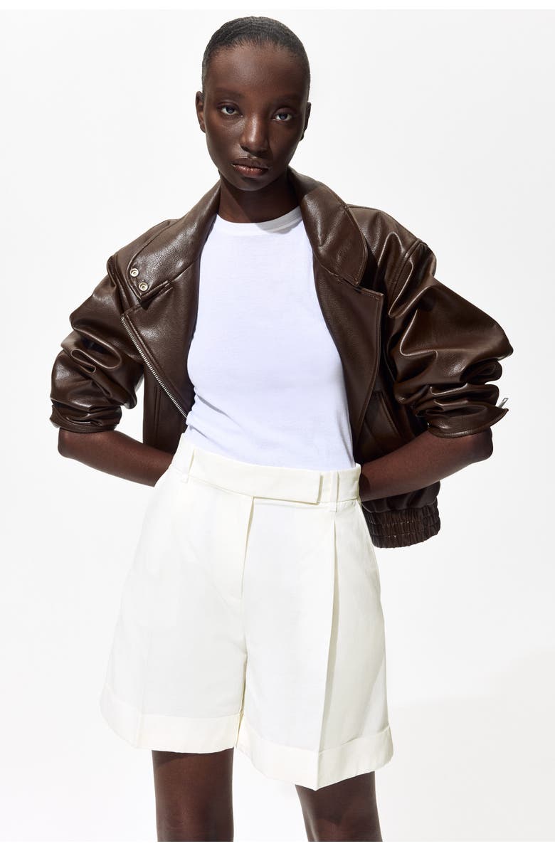 H&M Tailored Linen-blend Shorts, Alternate, color, White