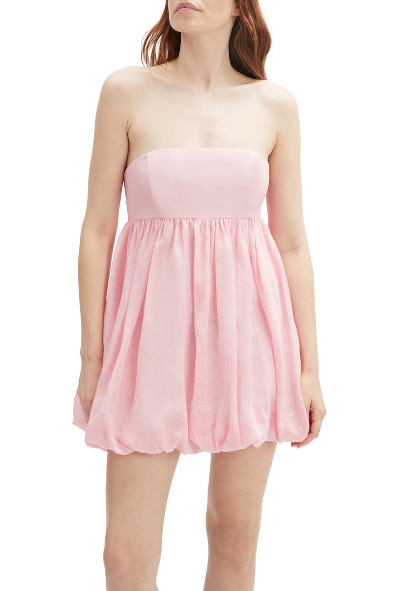 Benita Strapless Bubble Hem Babydoll Minidress, Alternate, color, PETAL PINK