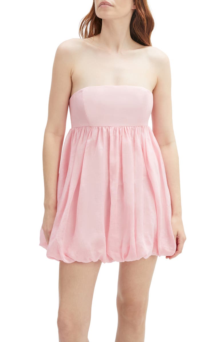 Bardot Benita Strapless Bubble Hem Babydoll Minidress, Alternate, color, Petal Pink