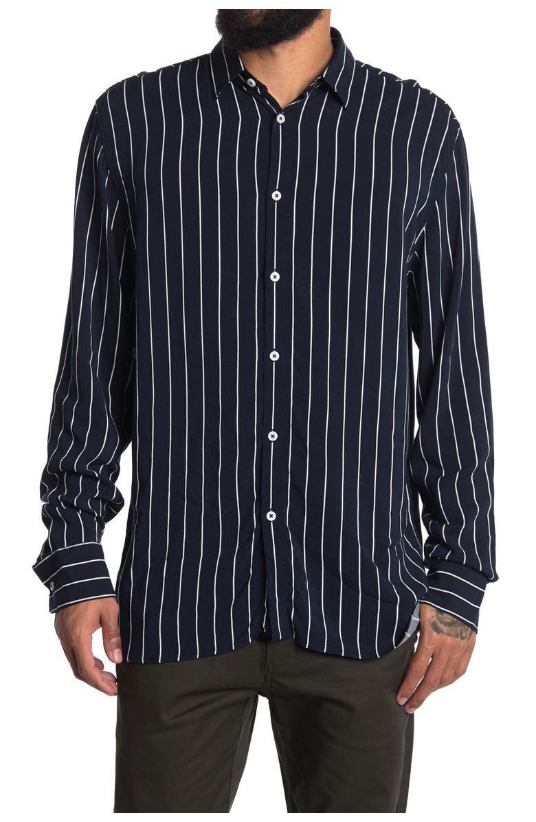 ZANEROBE Pinstripe Print Boxy Fit Shirt, Main, color,