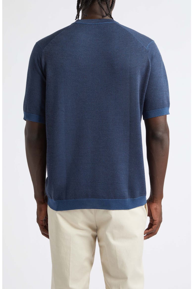 Roderick Short Sleeve Merino Wool Crewneck Sweater, Alternate, color, TEAL FIRTH/ HEP SMK