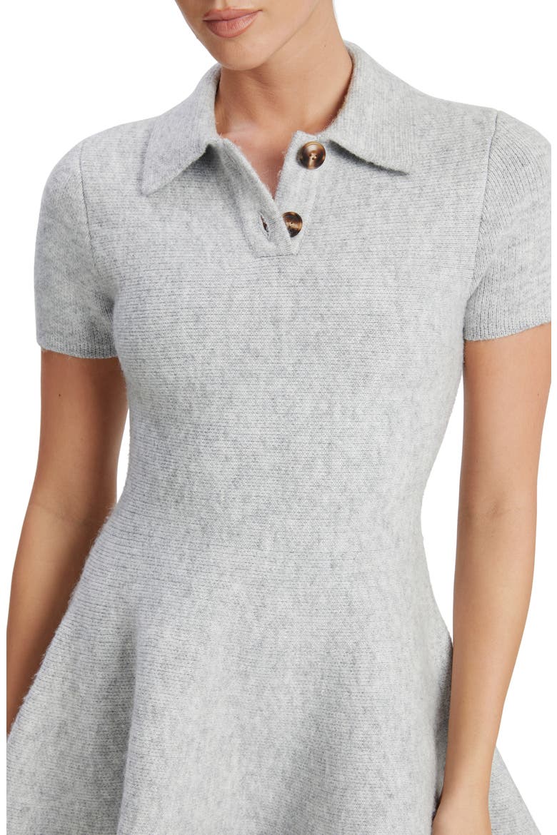 Lexter Fit & Flare Polo Sweater Minidress, Alternate, color, DOVE GREY