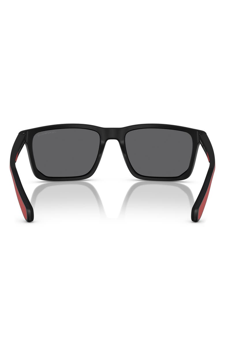 Emporio Armani 57mm Rectangle Sunglasses, Alternate, color, Matte Black / Grey Polar