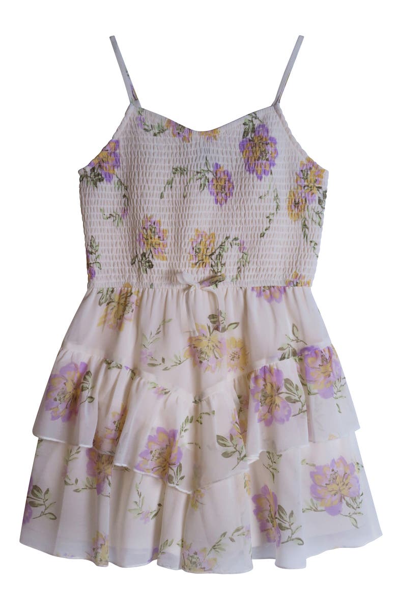 Zunie Kids' Floral Smocked Bodice Romper, Main, color,