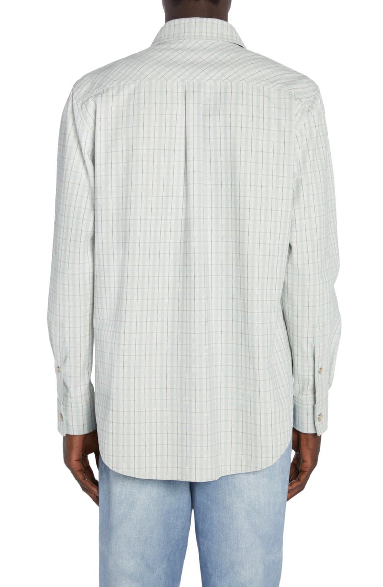 Bottega Veneta Check Print Leather Snap-Up Western Shirt, Alternate, color, 
