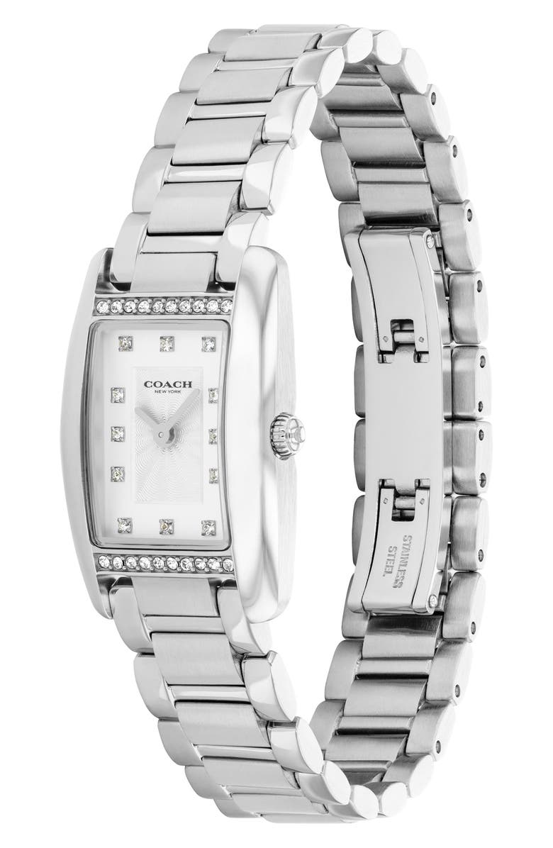 COACH Reese Crystal Rectangular Bracelet Watch, 20mm, Alternate, color, Silver