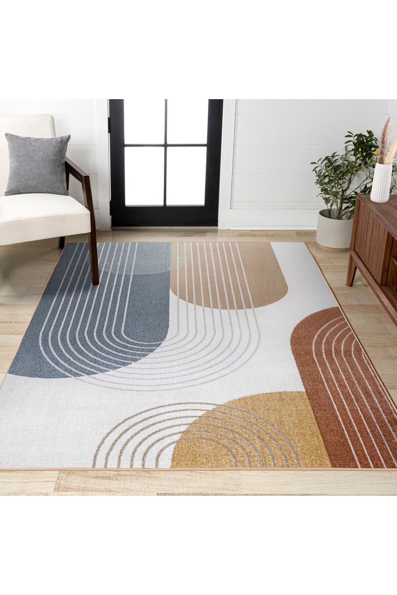 Arches Contemporary Minimalist Machine-Washable Area Rug, Alternate, color, Multi