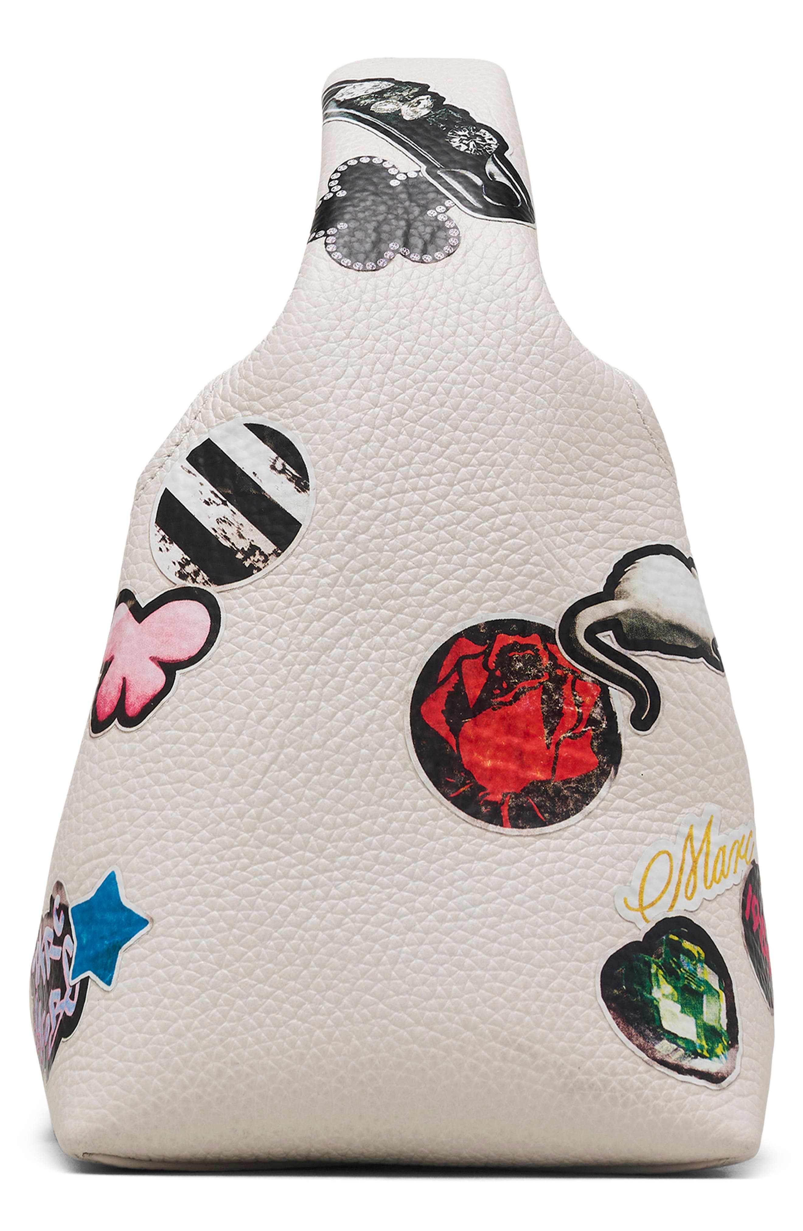 Marc Jacobs The Mini Sack Sticker Leather Top Handle Bag, Alternate, color, 