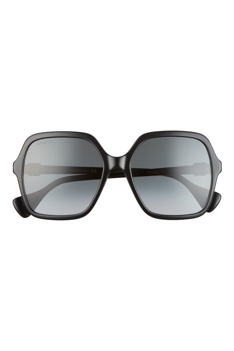 56mm Square Sunglasses, Main, color, BLACK