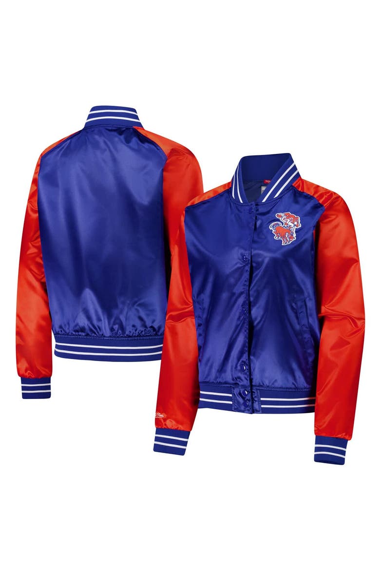 Women's Mitchell & Ness Royal Denver Broncos Team 2.0 Satin Raglan Full-Snap Jacket, Main, color, Royal