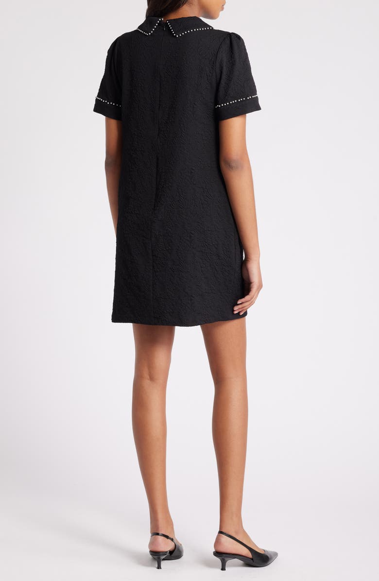 Julia Jordan Imitation Pearl Trim Stretch Jacquard Shift Dress, Alternate, color, 