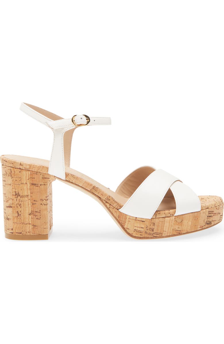 Stuart Weitzman Dayna Ankle Strap Platform Sandal, Alternate, color, Cream Leather
