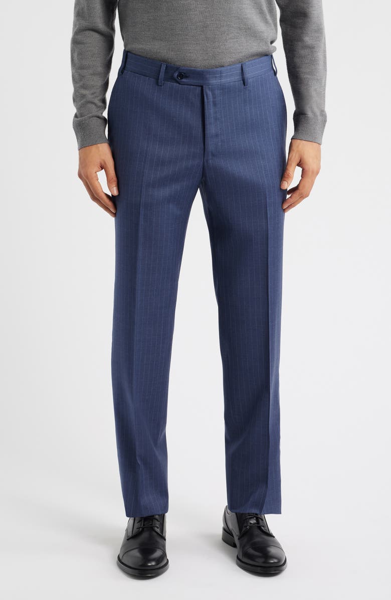 Canali Siena Regular Fit Pinstripe Blue Wool Suit, Alternate, color, Medium Blue