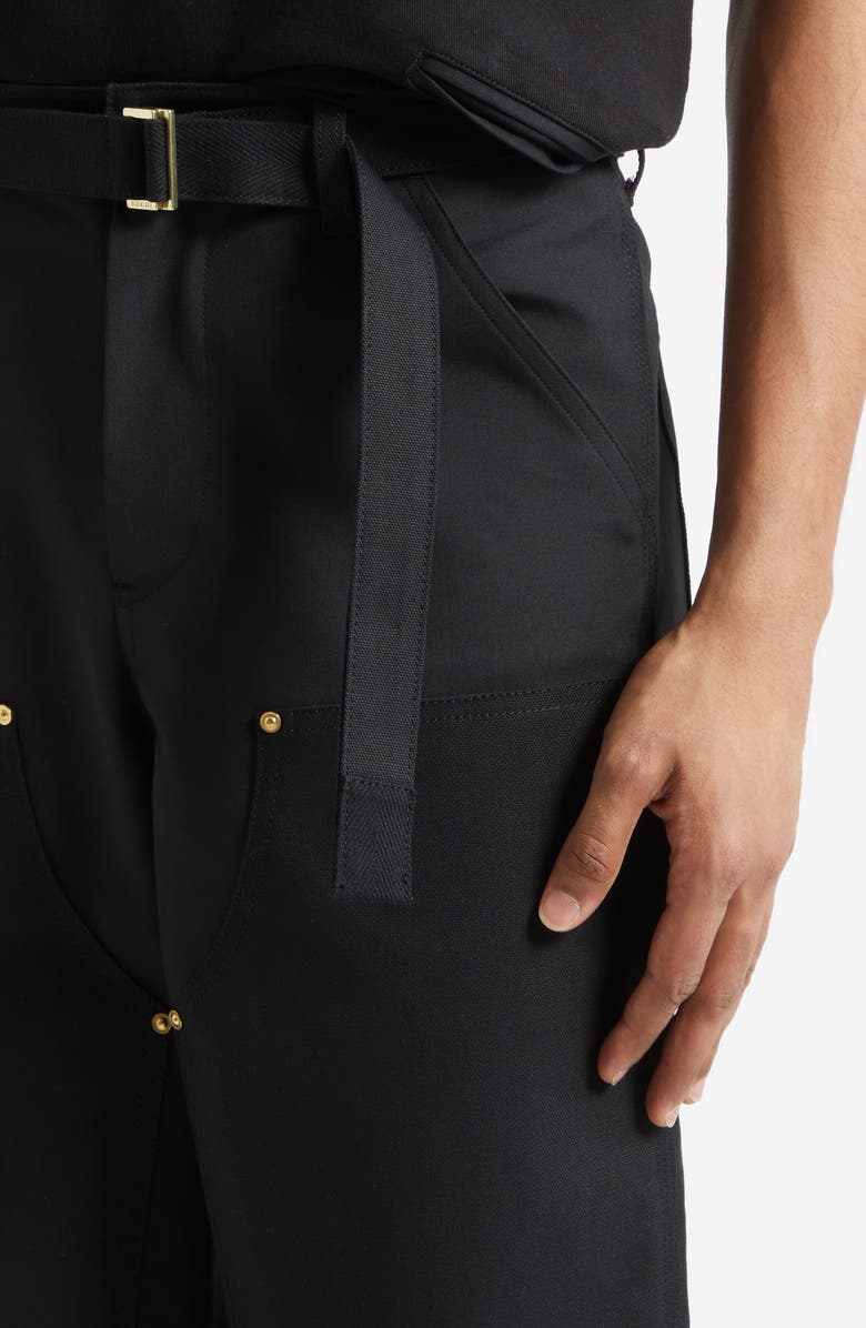 Sacai Carhartt WIP Duck Canvas Carpenter Pants, Alternate, color, Black