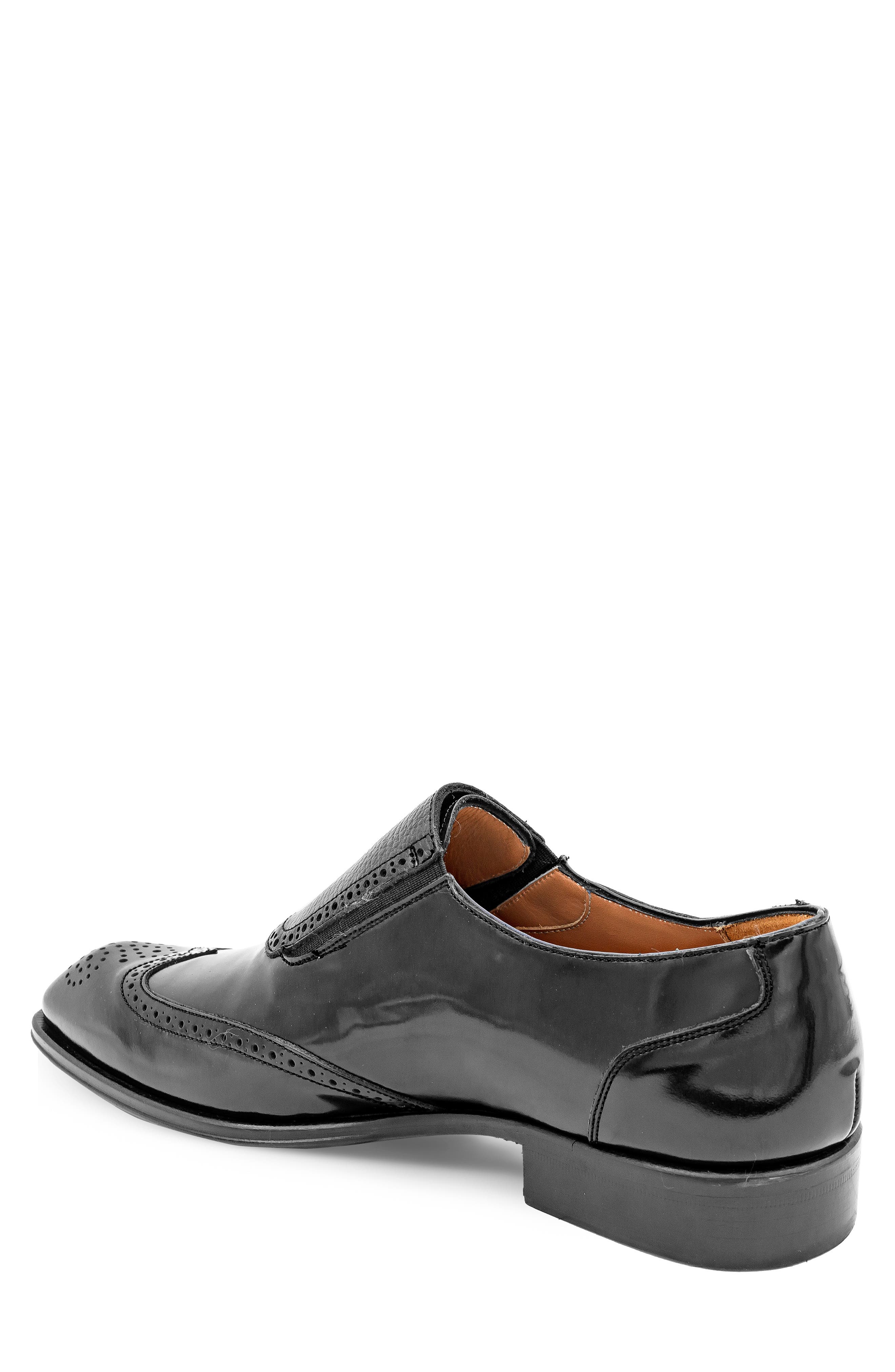 Wingtip Slip-On Shoe, Alternate, color, BLACK