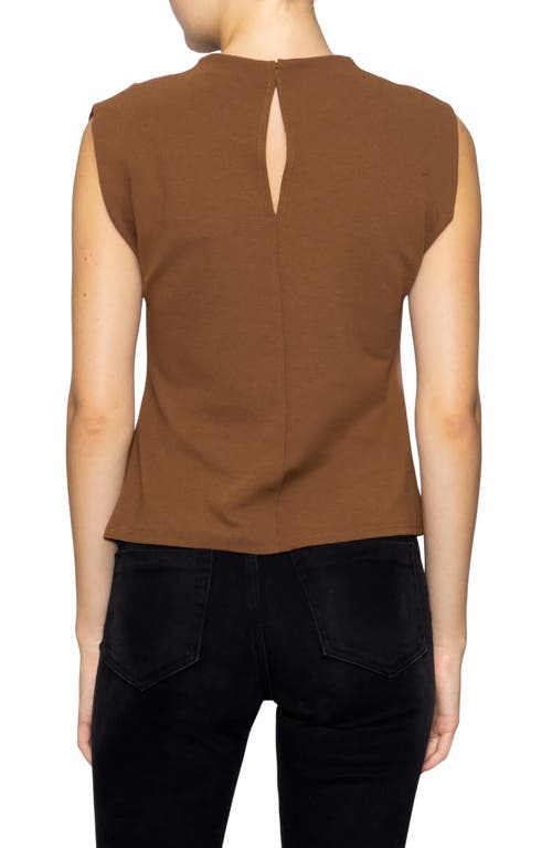 Melloday Buckle Front Extended Sleeve Top In Brown