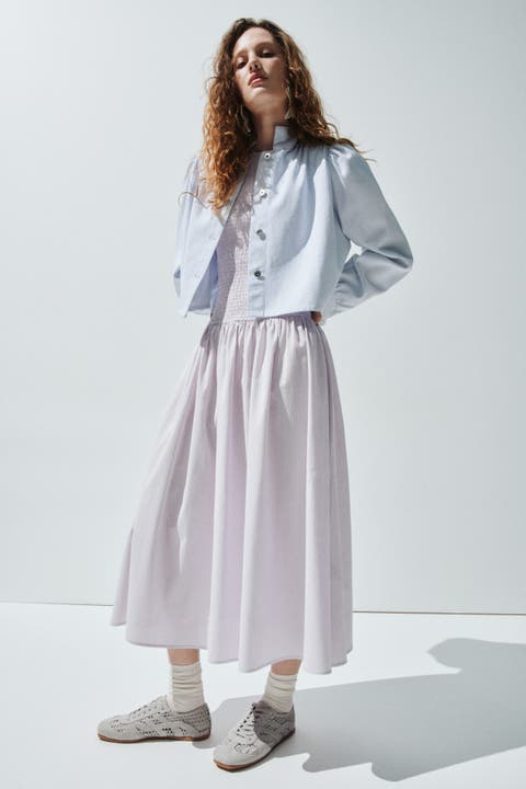 Smocked seersucker dress