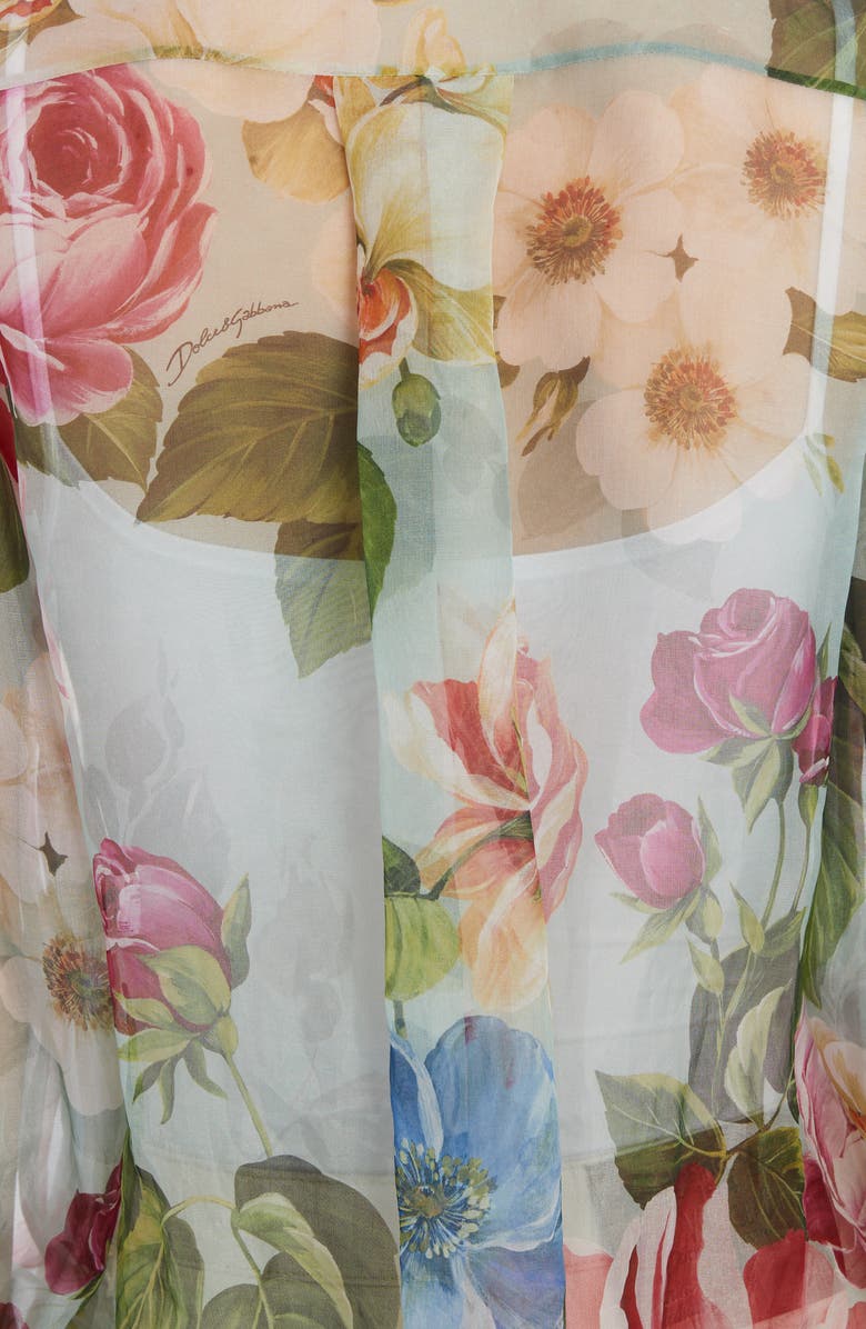 Dolce&Gabbana Floral Print Balloon Sleeve Silk Organza Blouse, Alternate, color,