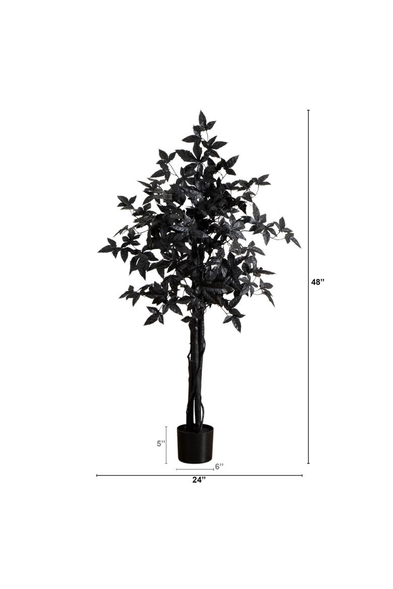 4-ft Artificial Halloween Black Maple Tree with Natural Trunk, Alternate, color, Black
