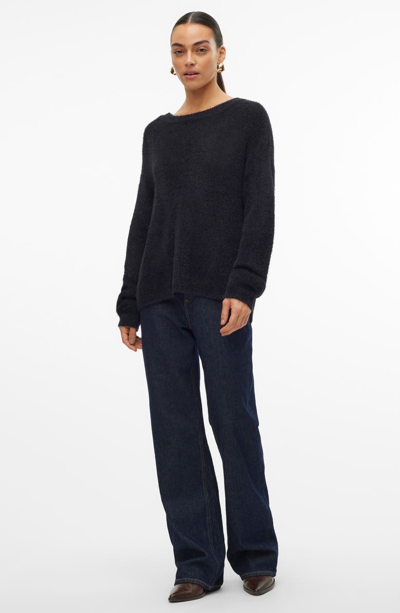 VERO MODA Eyelash Puff Sleeve Sweater, Alternate, color, Black