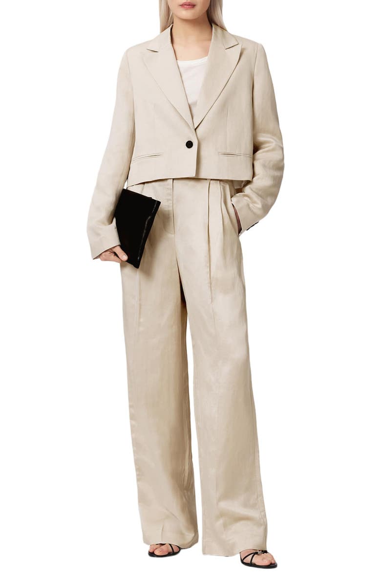 AllSaints Helena Crop Blazer, Alternate, color, Stone