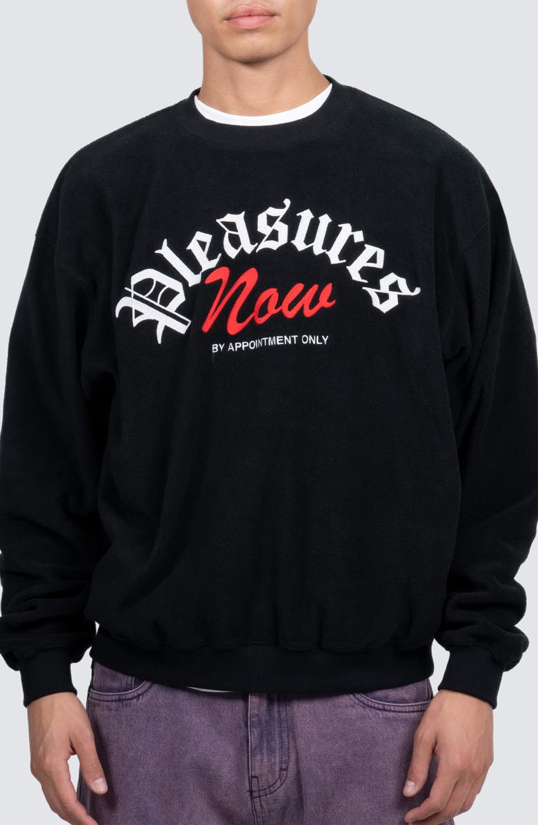 PLEASURES Appointment Fleece Crewneck Sweatshirt, Main, color, 