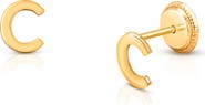 Tiny Blessings 14K Gold Initial Stud Screw Back Earrings
