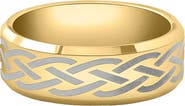 Bliss Diamond Men's Gold Plated Tungsten Ring Celtic Laser 8mm Wedding Band