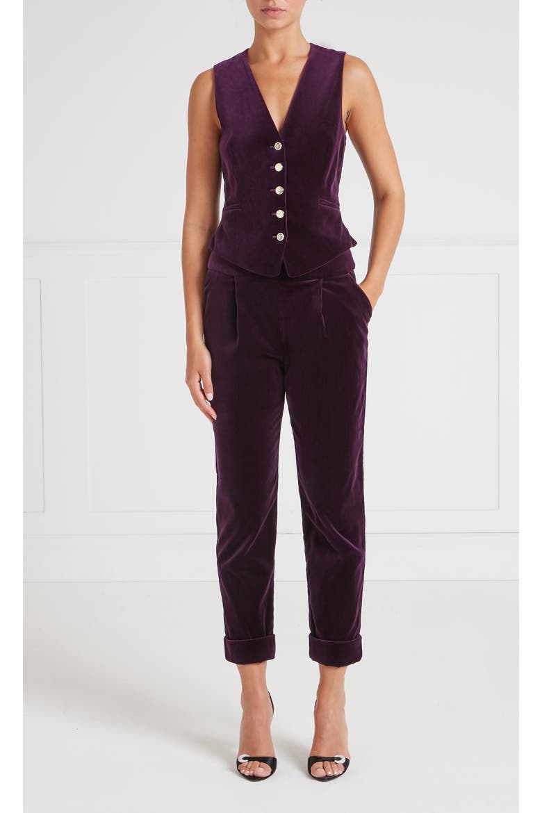 Clove Velvet Waistcoat, Alternate, color, Dark Amethyst