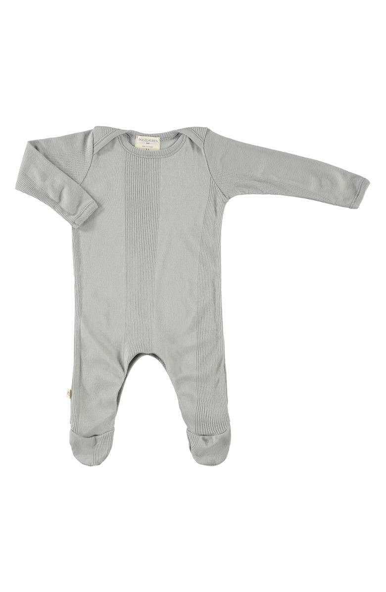 PAIGELAUREN Ribbed Cotton & Modal Footie, Main, color, Grey