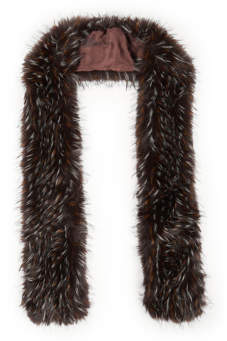 Faux Fur Scarf, Alternate, color, BROWN MULTI