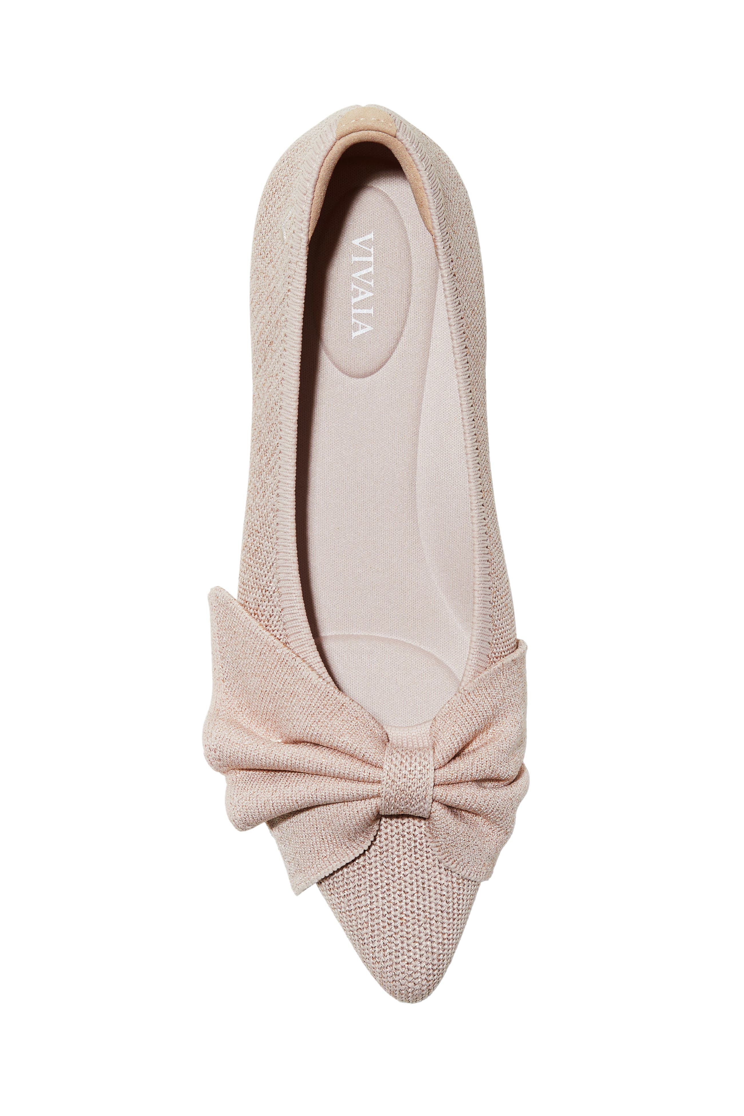Azura Pointed-Toe Bow Flats, Alternate, color, Rose Gold