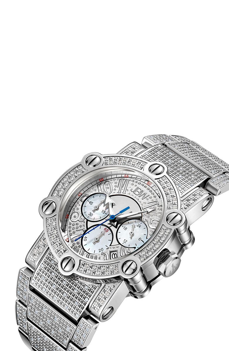 JBW The Phantom Diamond Encrusted Bracelet Watch, 42mm - 2.00 ctw, Alternate, color, Silver