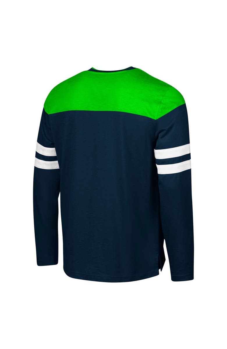 G-III SPORTS BY CARL BANKS Men's G-III Sports by Carl Banks College Navy/Neon Green Seattle Seahawks Adaptive Hail Mary Long Sleeve T-Shirt, Alternate, color, College Navy