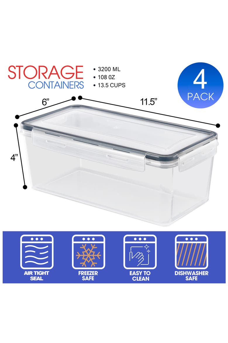 4-Pack 108 oz. Food Storage Containers, Alternate, color, CLEAR