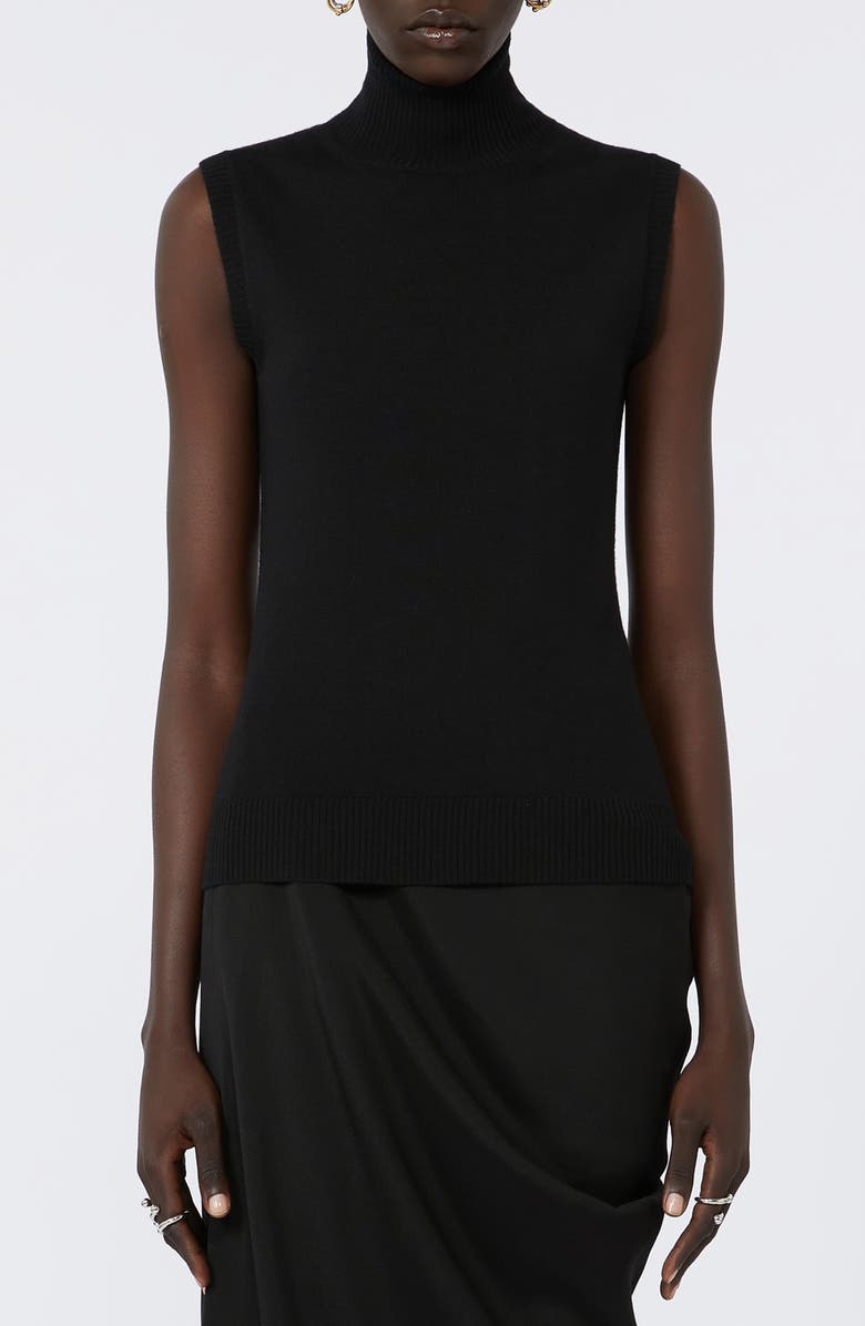SPORTMAX Vertigo Sleeveless Virgin Wool Sweater, Main, color, Black