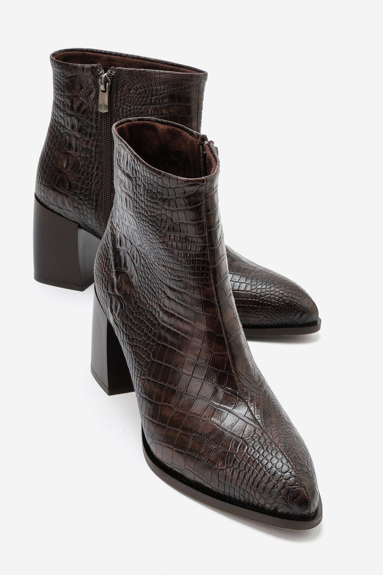 Lynda Block Heel Zip Boot, Alternate, color, Brown Print
