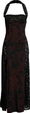 Free People Love You Most Print Lace Halter Maxi Dress