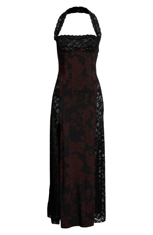 Free People Love You Most Print Lace Halter Maxi Dress In Black