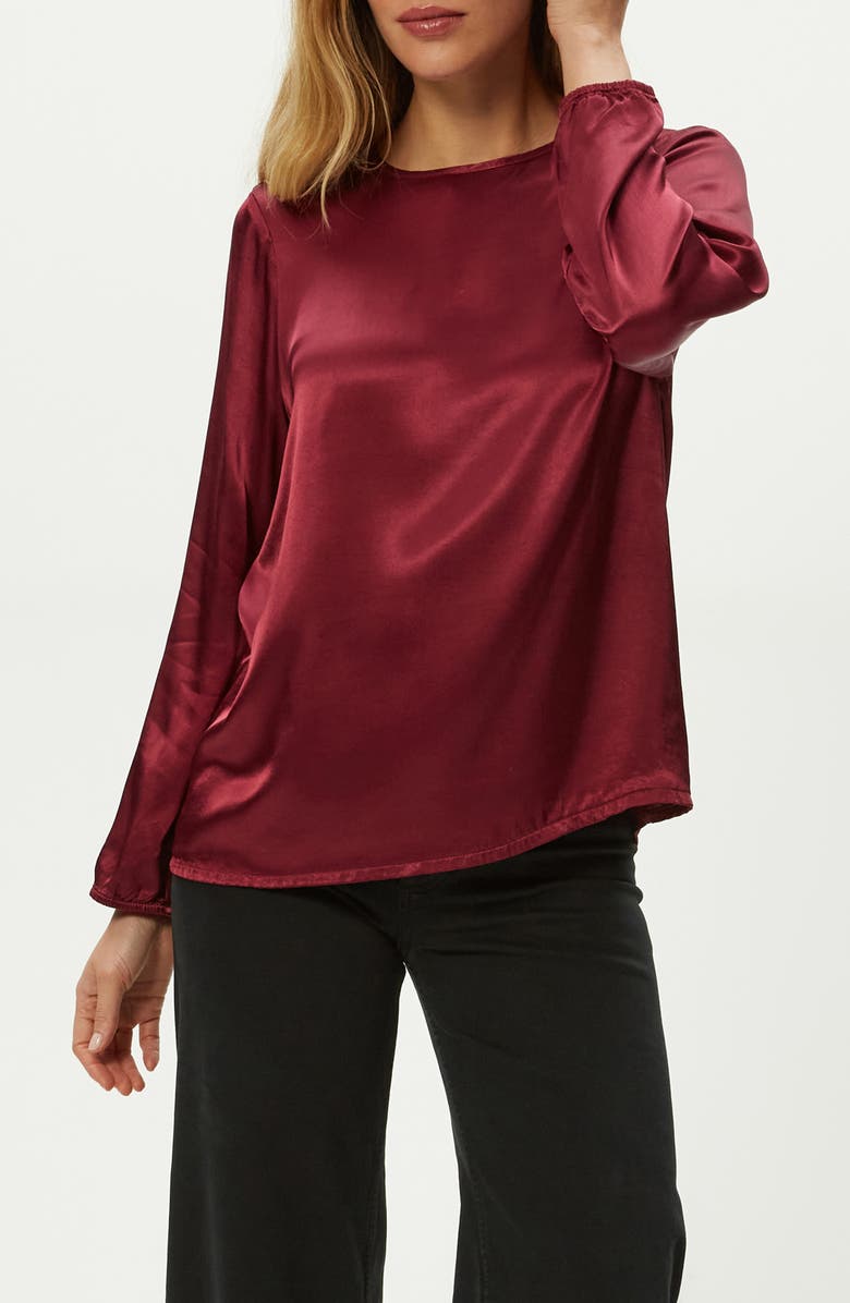 Michael Stars Lali Satin Top, Alternate, color, Garnet