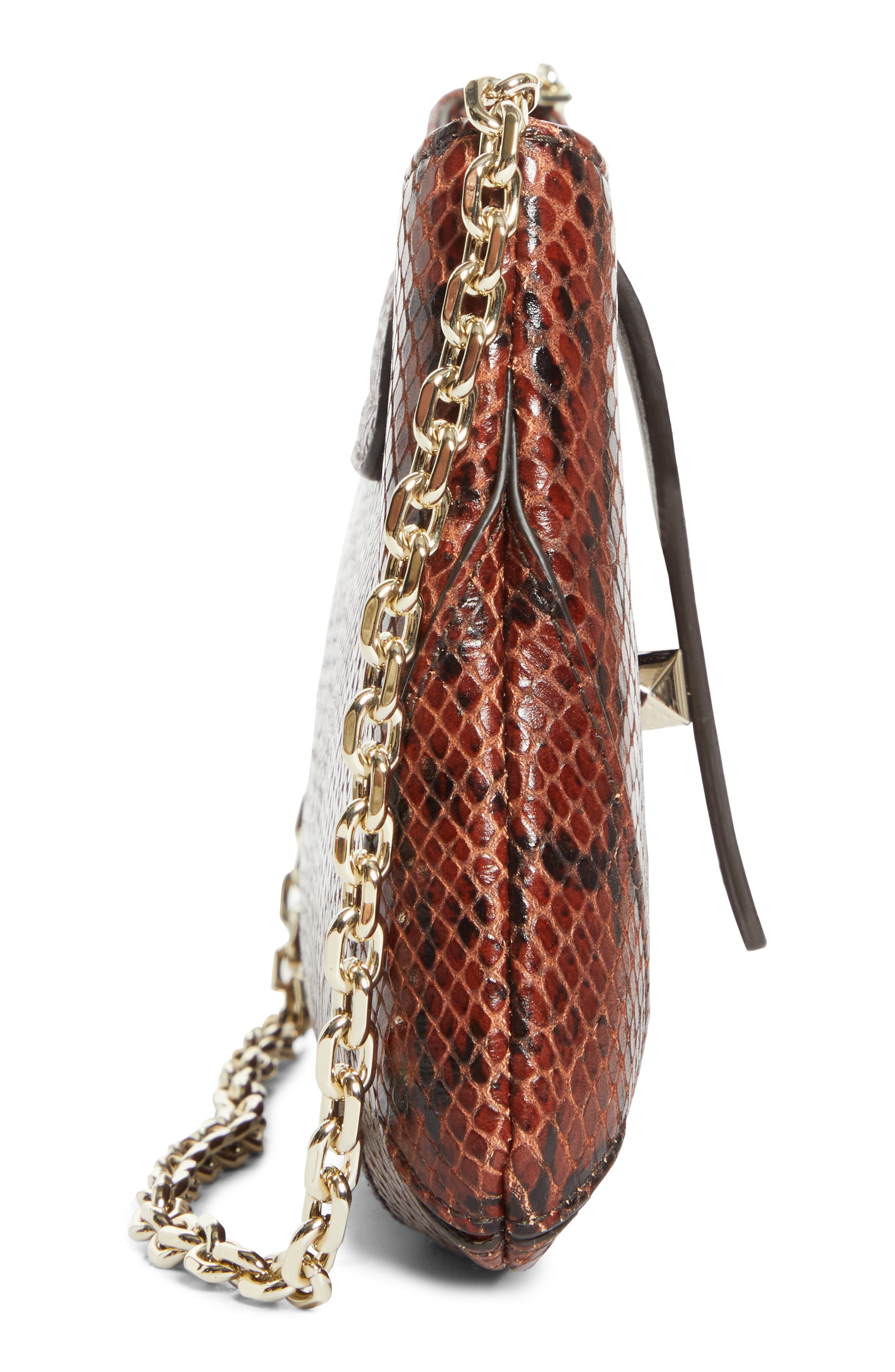 Jimmy Choo Bar Slim Snakeskin Embossed Leather Clutch, Alternate, color, 