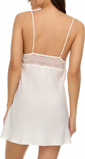Nuisette Femme Natori Synthetic Plume Lace-trim Charmeuse Chemise