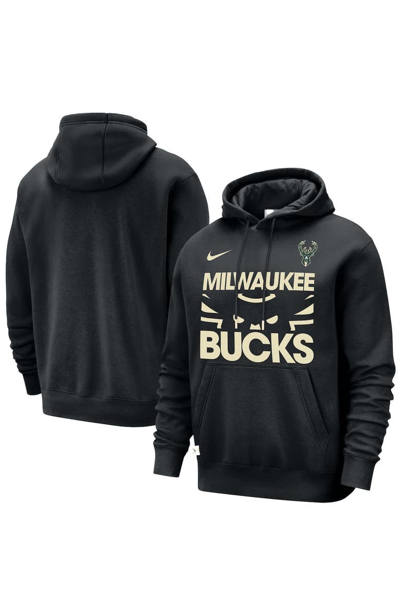 Nike Men's Nike Black Milwaukee Bucks Courtside Club Pullover Hoodie, Alternate, color, Black