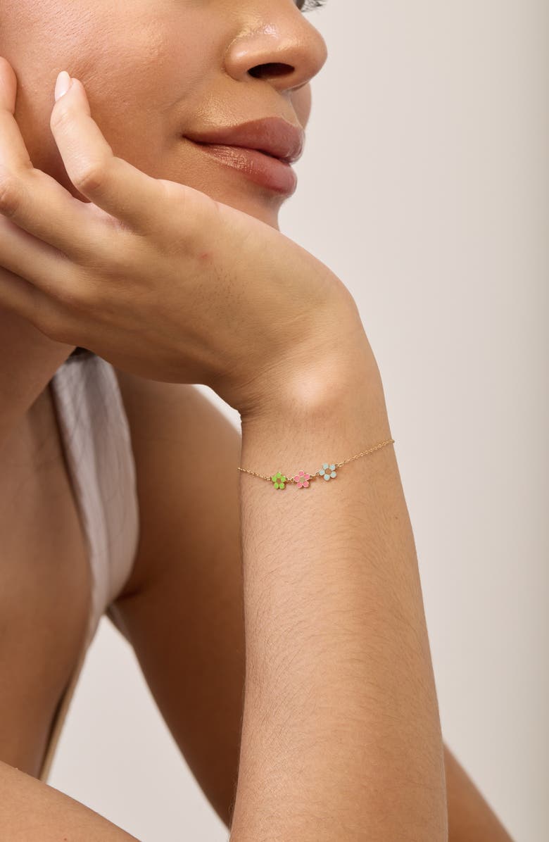 Bony Levy 14K Gold Enamel Flower Charm Bracelet, Alternate, color, 14K Yellow Gold