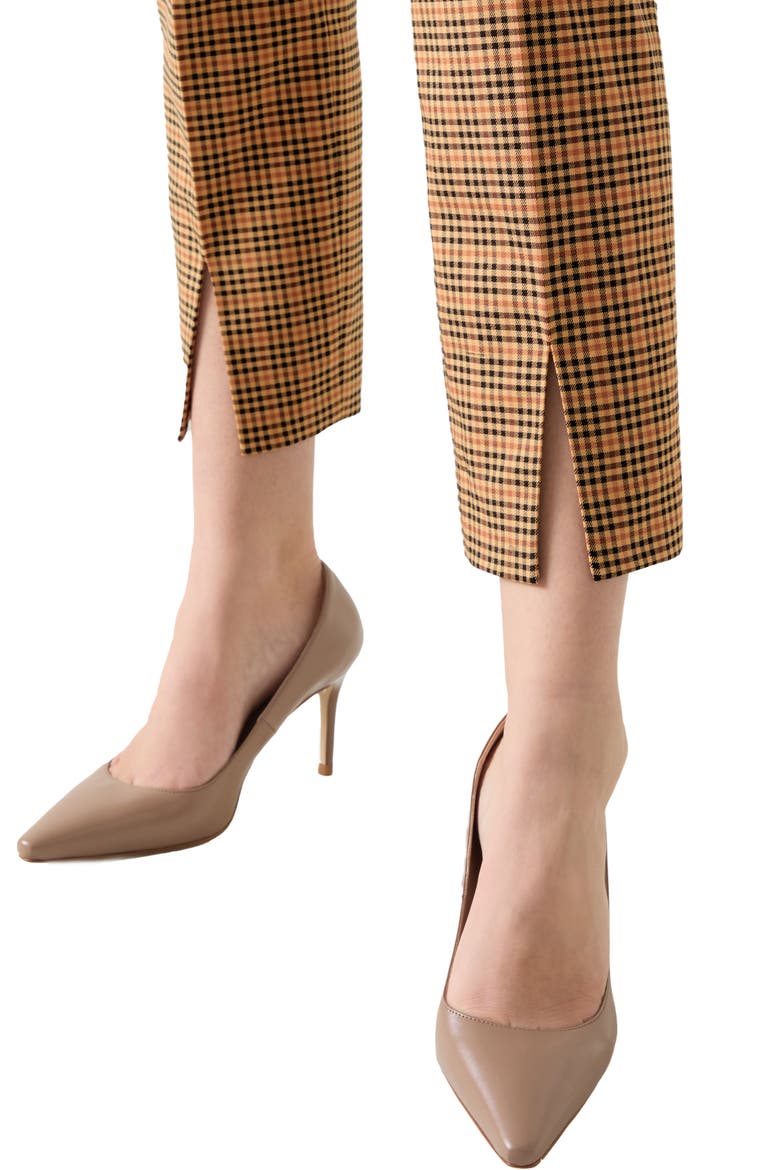 Amber Plaid Crop Pants, Alternate, color, BROWN