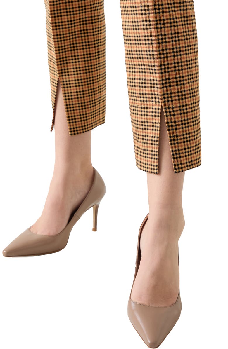 LK Bennett Amber Plaid Crop Pants, Alternate, color, Brown