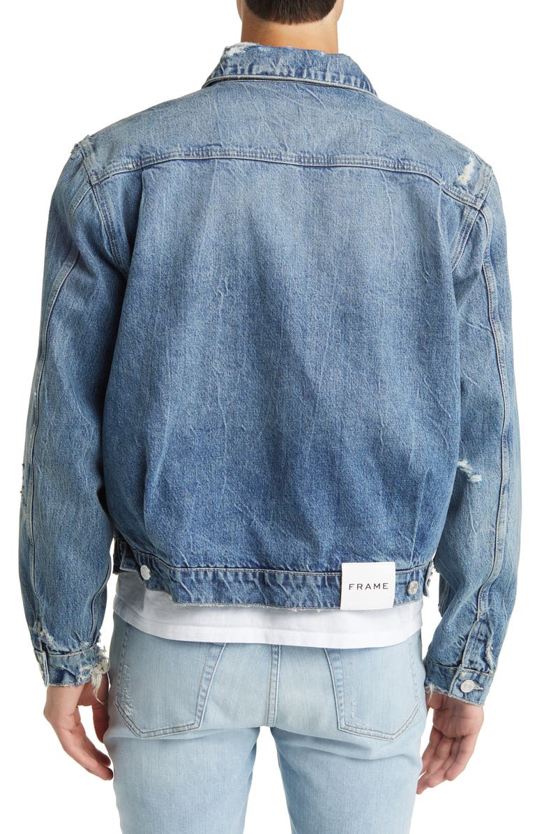 FRAME Distressed Denim Jacket, Alternate, color,