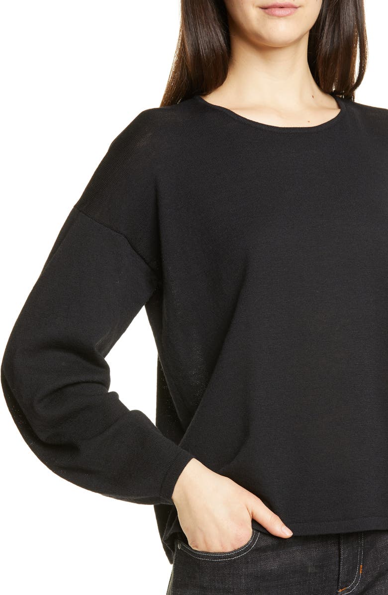 Eileen Fisher Round Neck Box Wool Sweater, Alternate, color, 