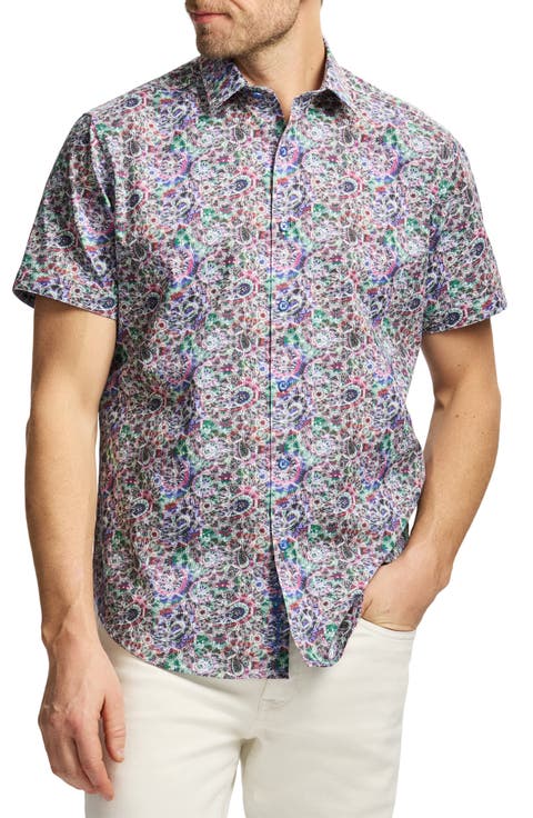 Elmore Short Sleeve Cotton Button-Up Shirt