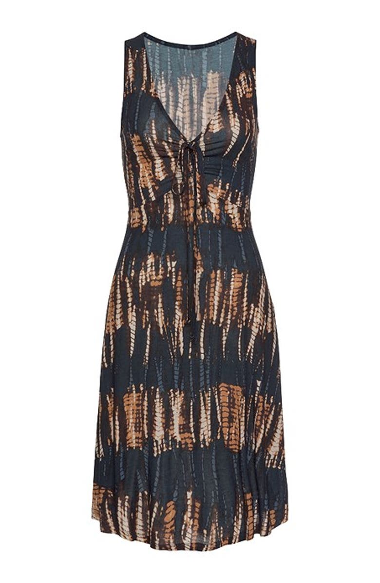 LASCANA Women's Strap Detail Printed Dress, Alternate, color, Navy Printed